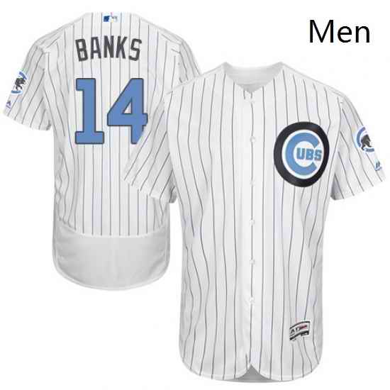 Mens Majestic Chicago Cubs 14 Ernie Banks Authentic White 2016 Fathers Day Fashion Flex Base MLB Jersey